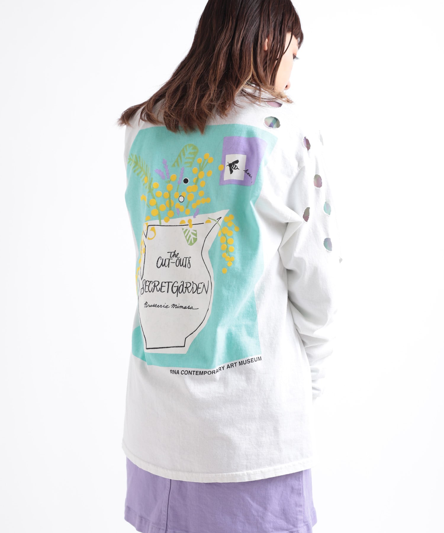 M1836 ミモザドットカットロングTシャツ