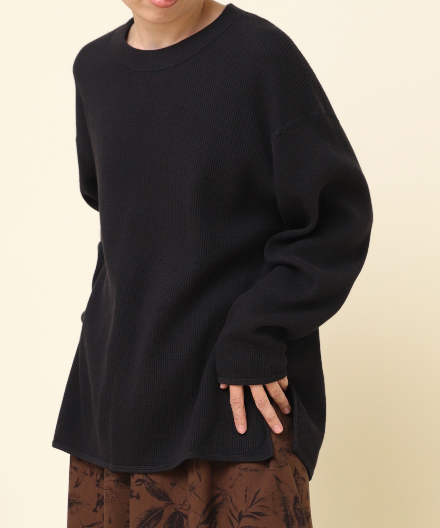 M2197 16/-ワッフルロングプルオーバー