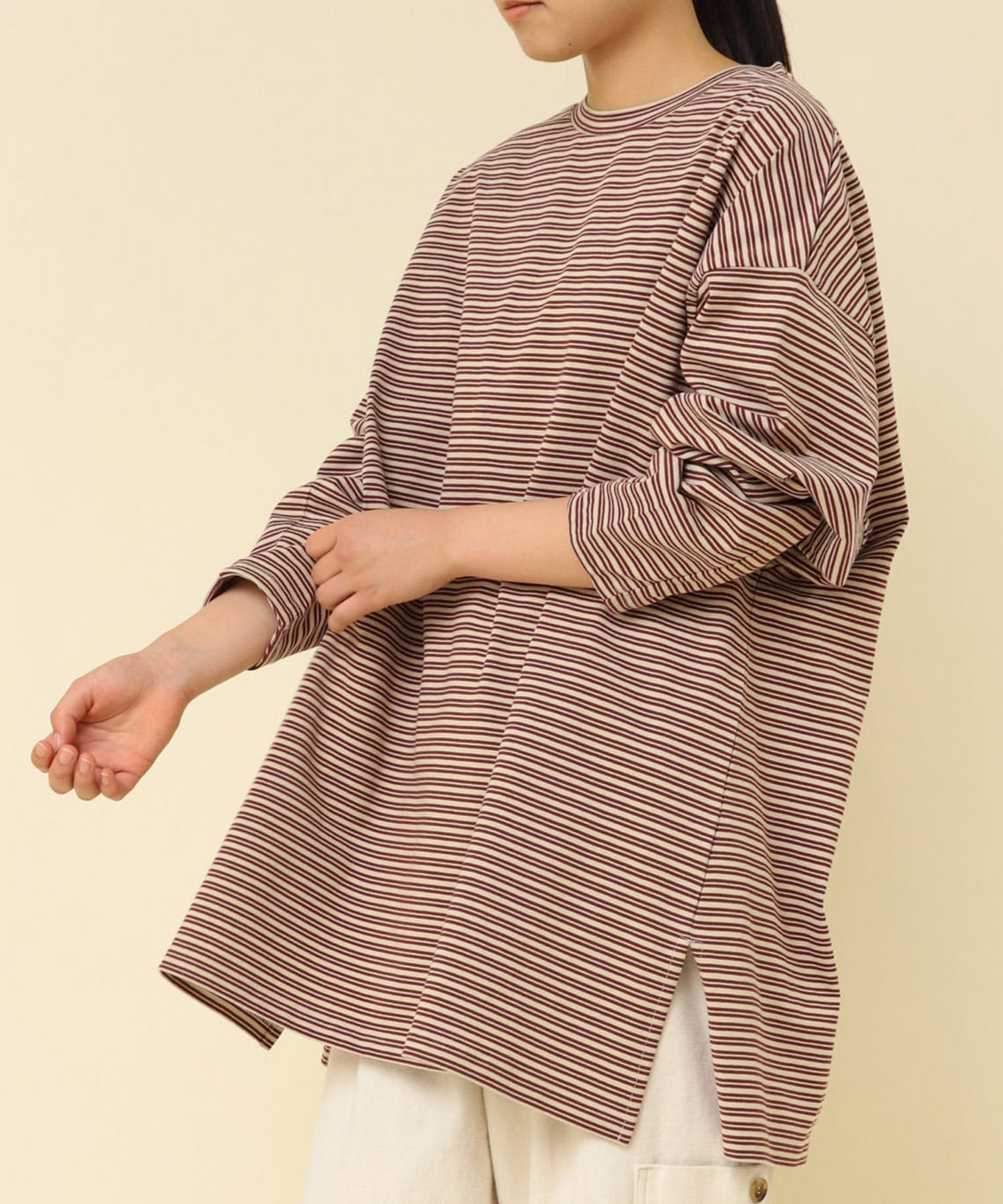 M2286 16/-OEボーダーオーバーサイズプルオーバー