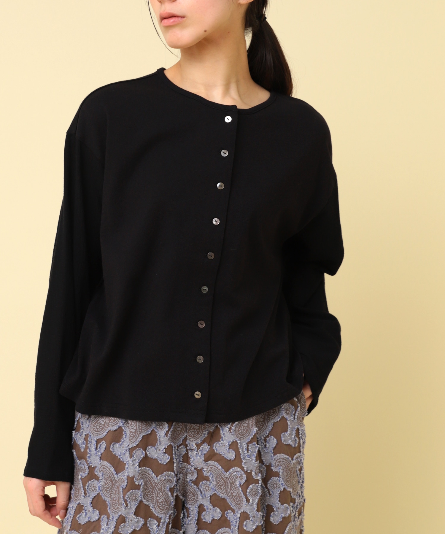 M2425 コットンワッシャースリーブカーディガン