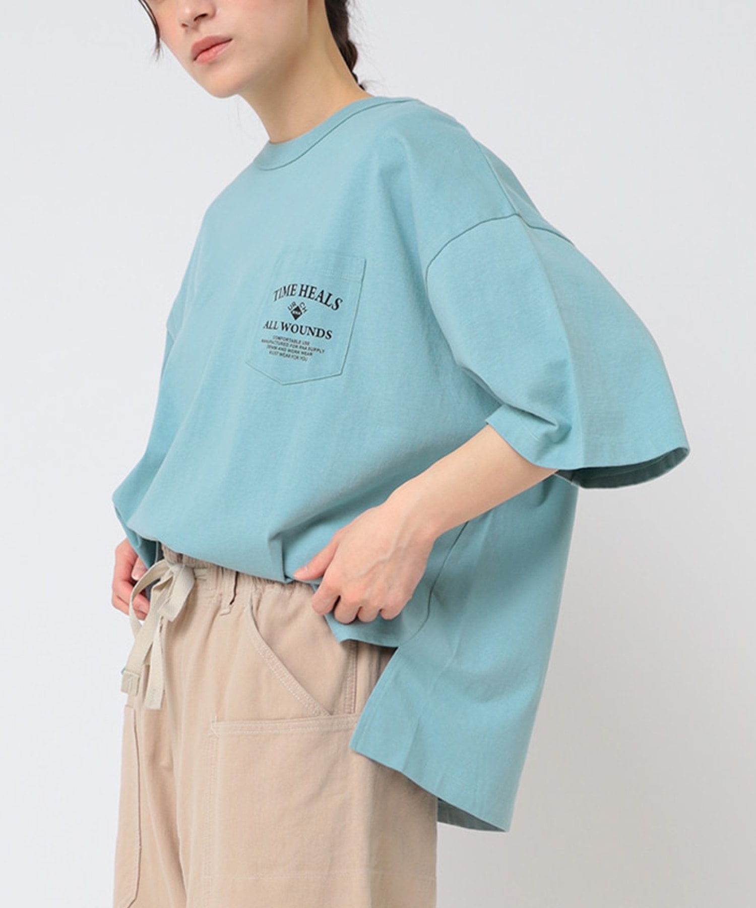 M2430 ジカンガプリントポケ半T