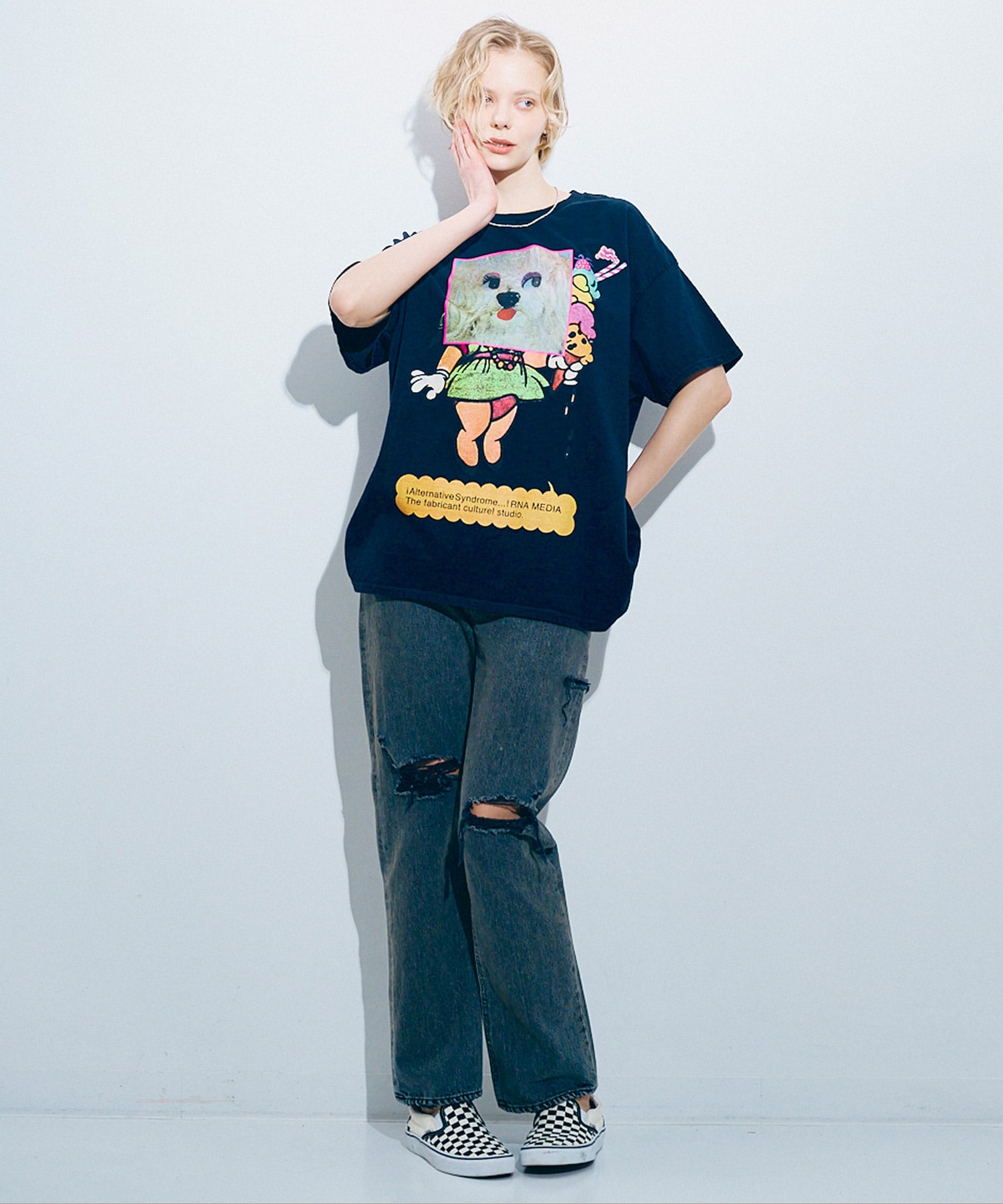 M2471 ヘアリーフェイスプリントＴ