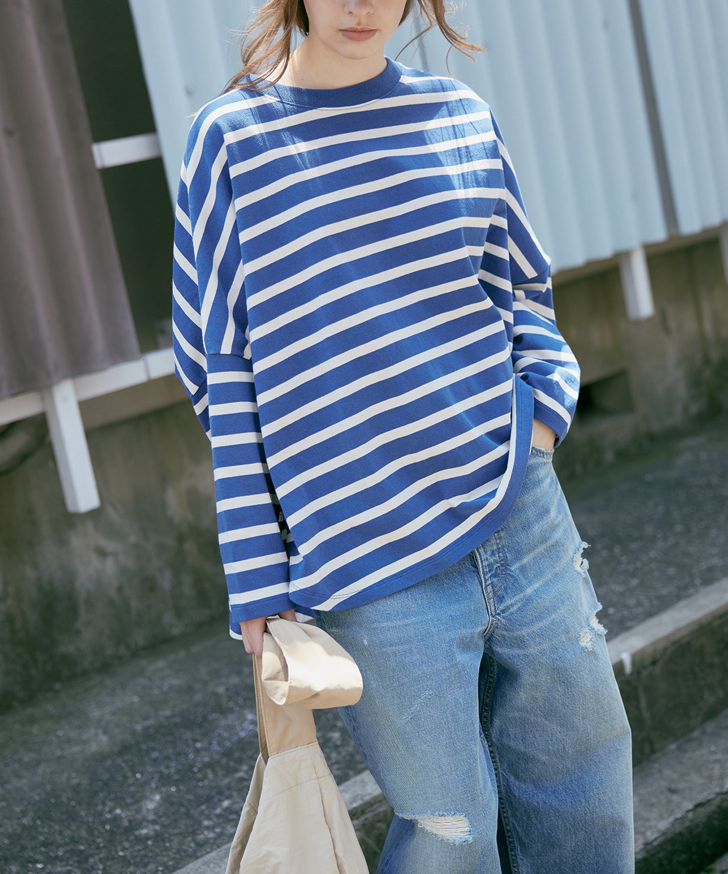 M2483 ヴィンテージコットンワイドルーズボーダープルオーバー