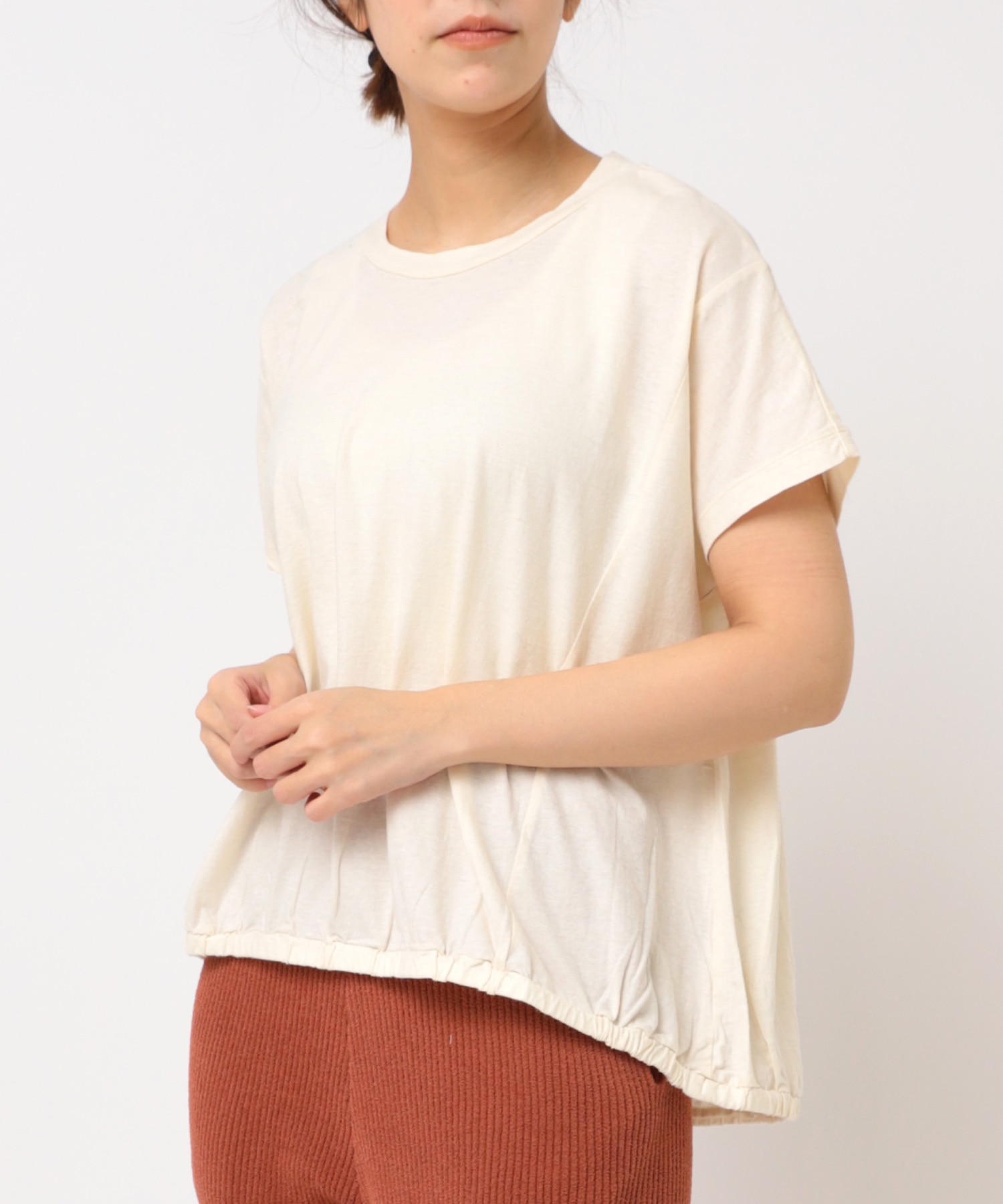 M2486 綿ヘンプヘムギャザープルオーバー