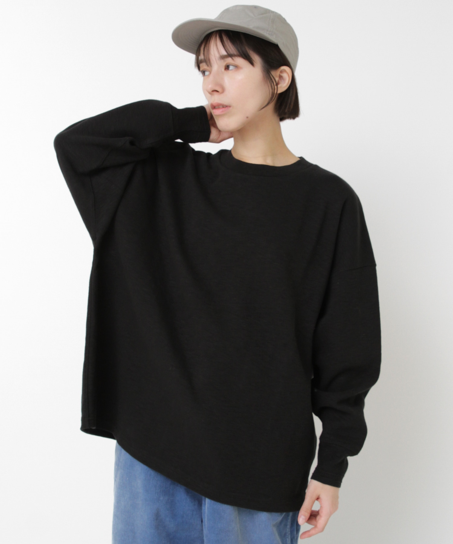 M2543 スラブスムースオーバーサイズプルオーバー