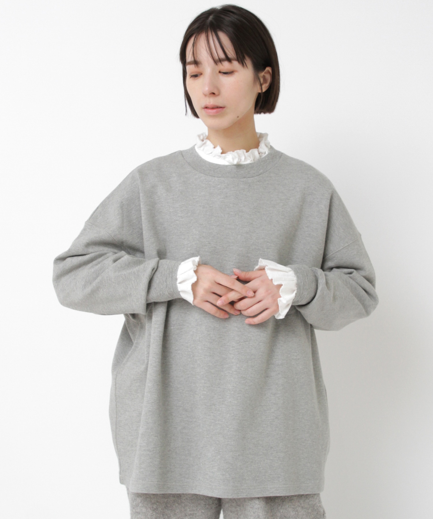 M2543 スラブスムースオーバーサイズプルオーバー