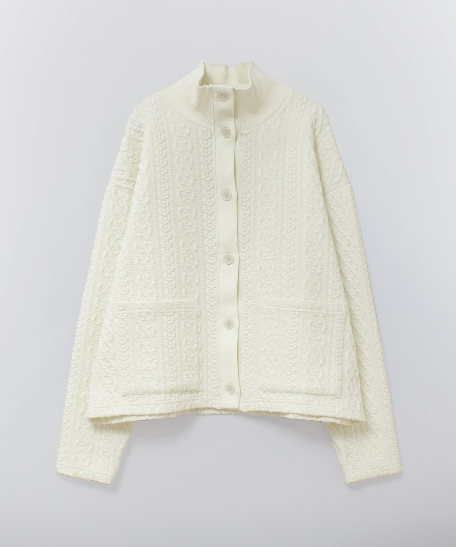 M2546 アラン柄キルトタートルカーディガン