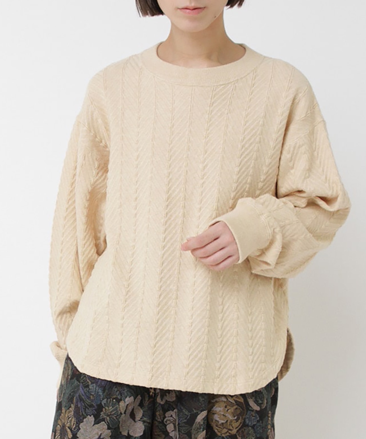 M2551 ヘリンボンアミシャツテールプルオーバー