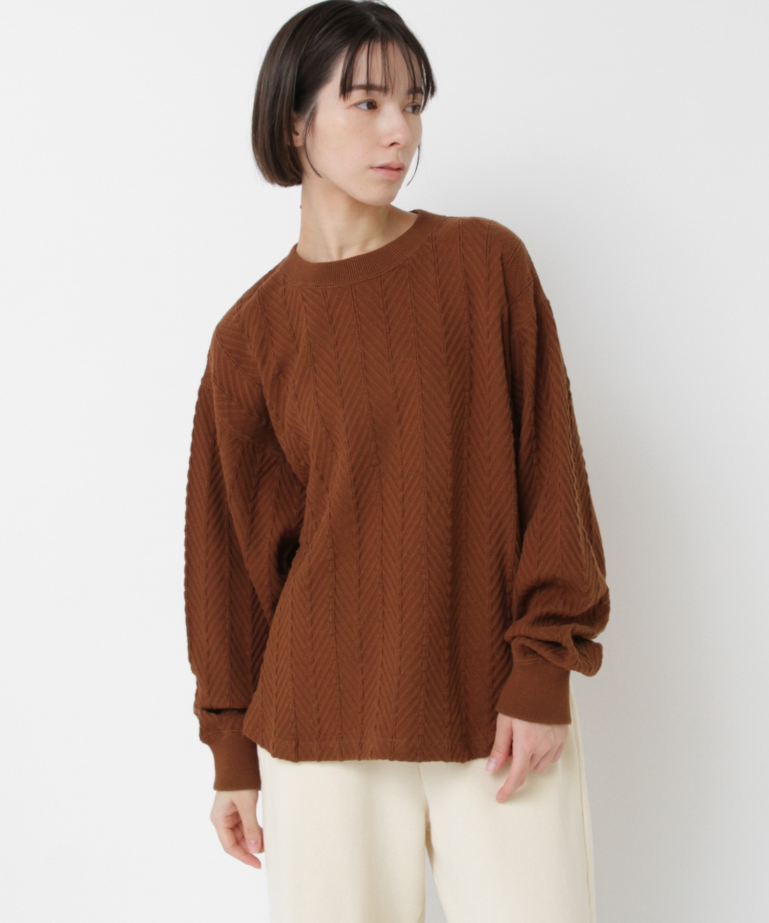 M2551 ヘリンボンアミシャツテールプルオーバー