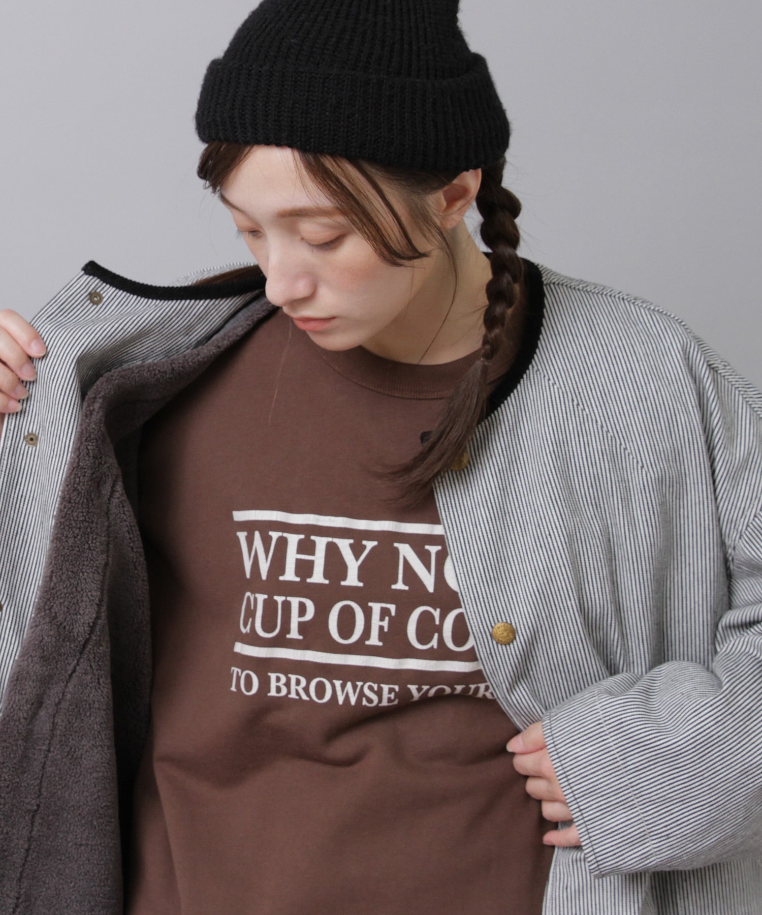 M2553 ”コーヒーどうですか”プリントビッグプルオーバー