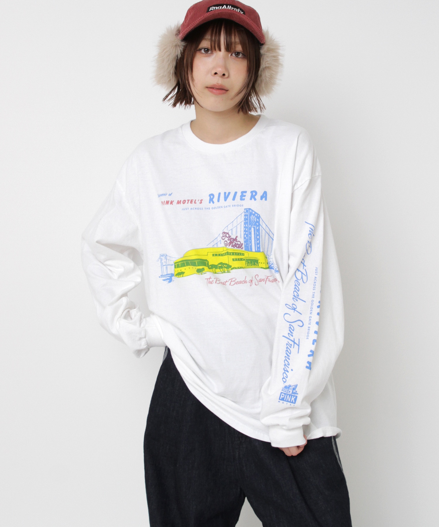 【PINK MOTEL】M2559 PM リビエラプリントロンT