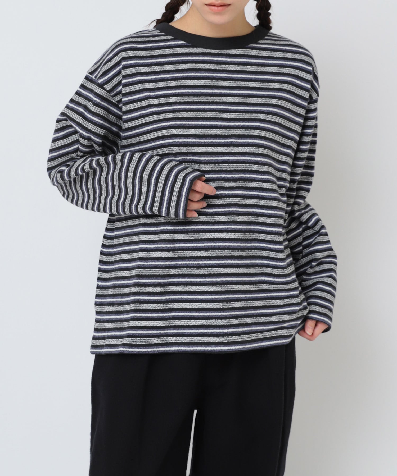 M2563 ブロックインレイマルチボーダーロンT