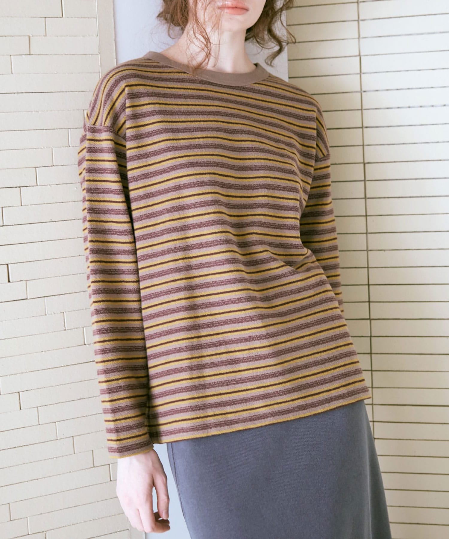 M2563 ブロックインレイマルチボーダーロンT