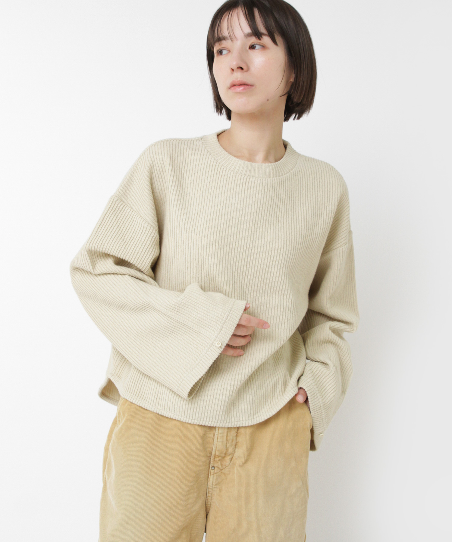 M2565 Wフェイスリブショート丈プルオーバー