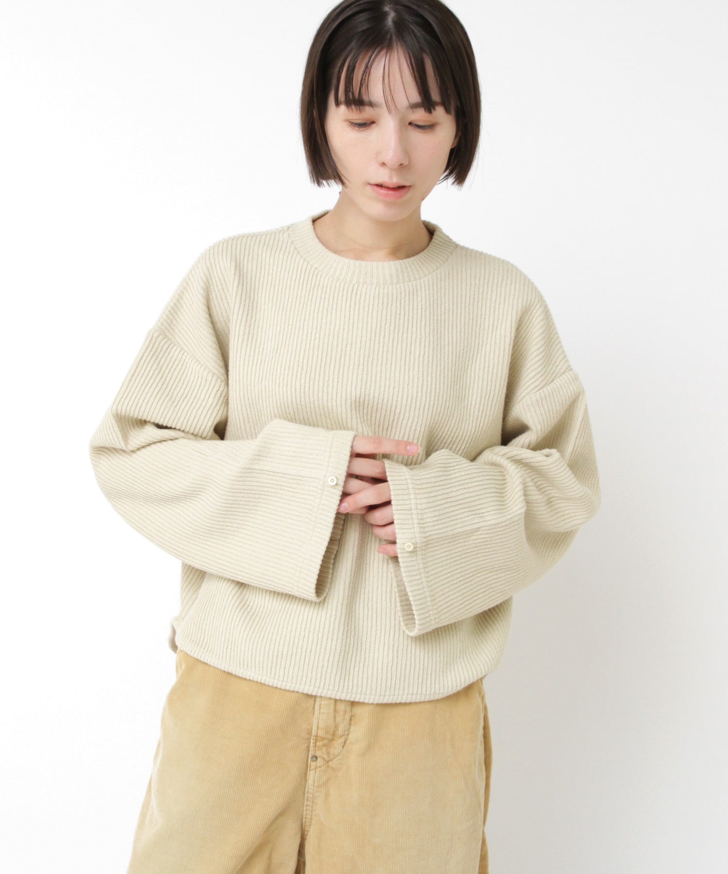 M2565 Wフェイスリブショート丈プルオーバー