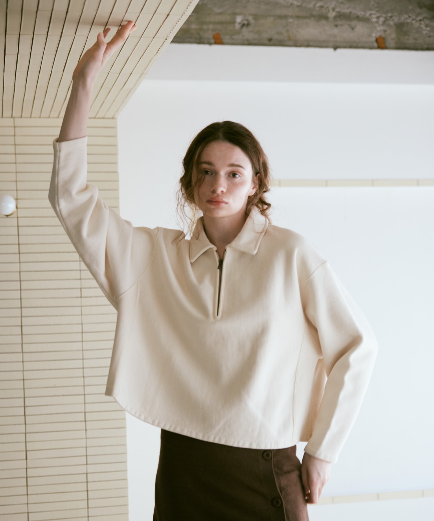 M2570 ヴィンテージライクジップアッププルオーバー