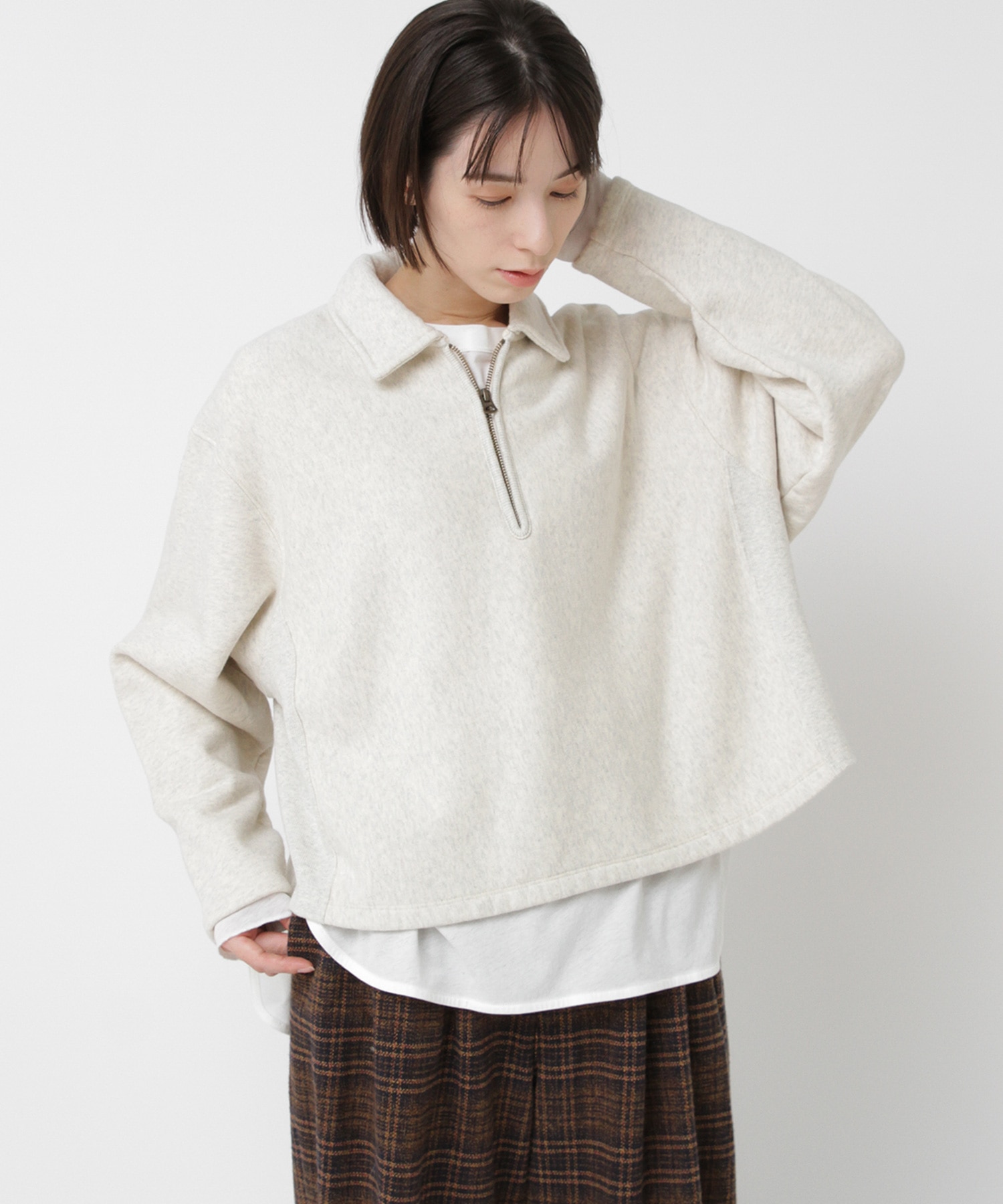 M2570 ヴィンテージライクジップアッププルオーバー