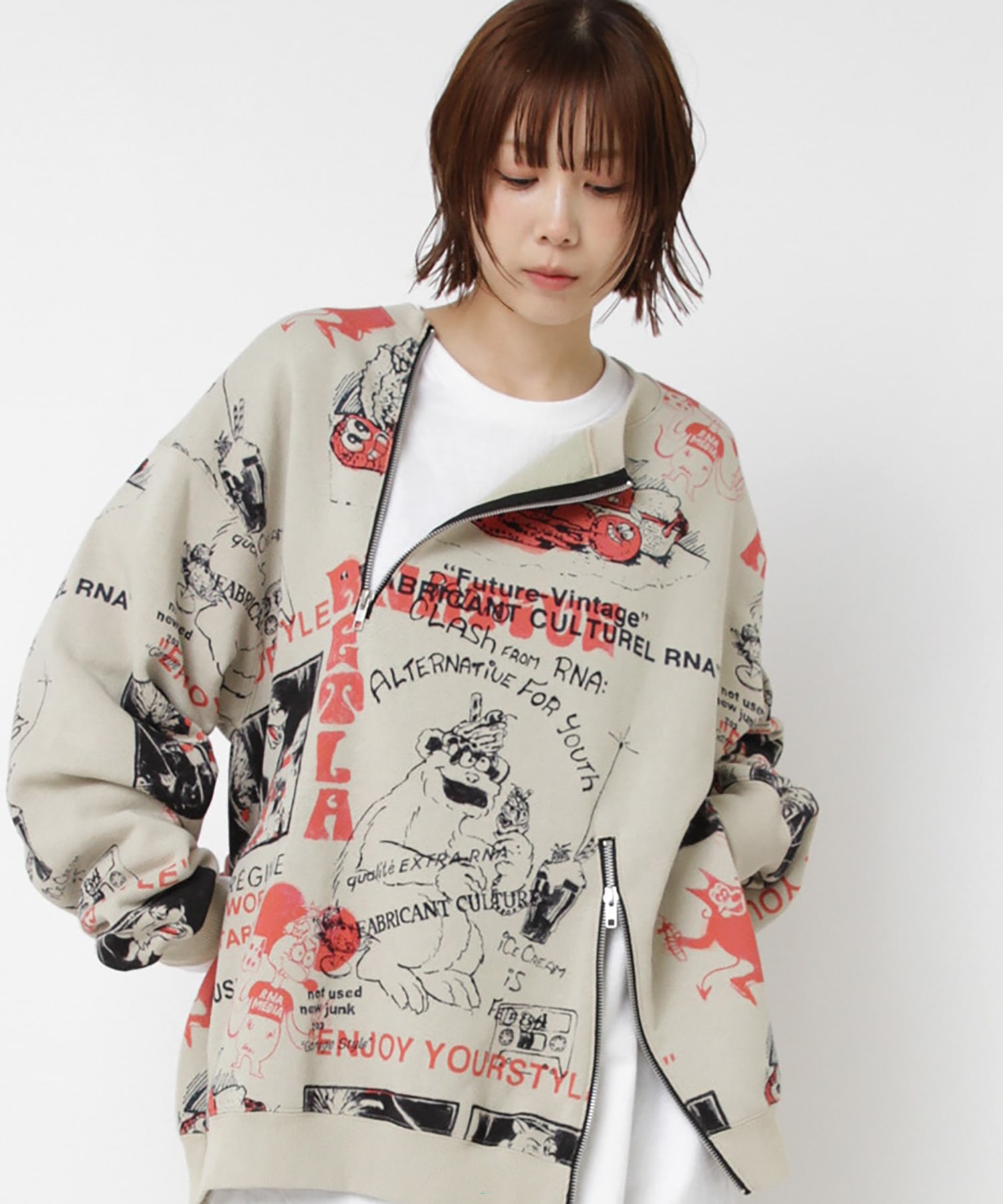 M2575 ENJOYプリントZIPトレーナー