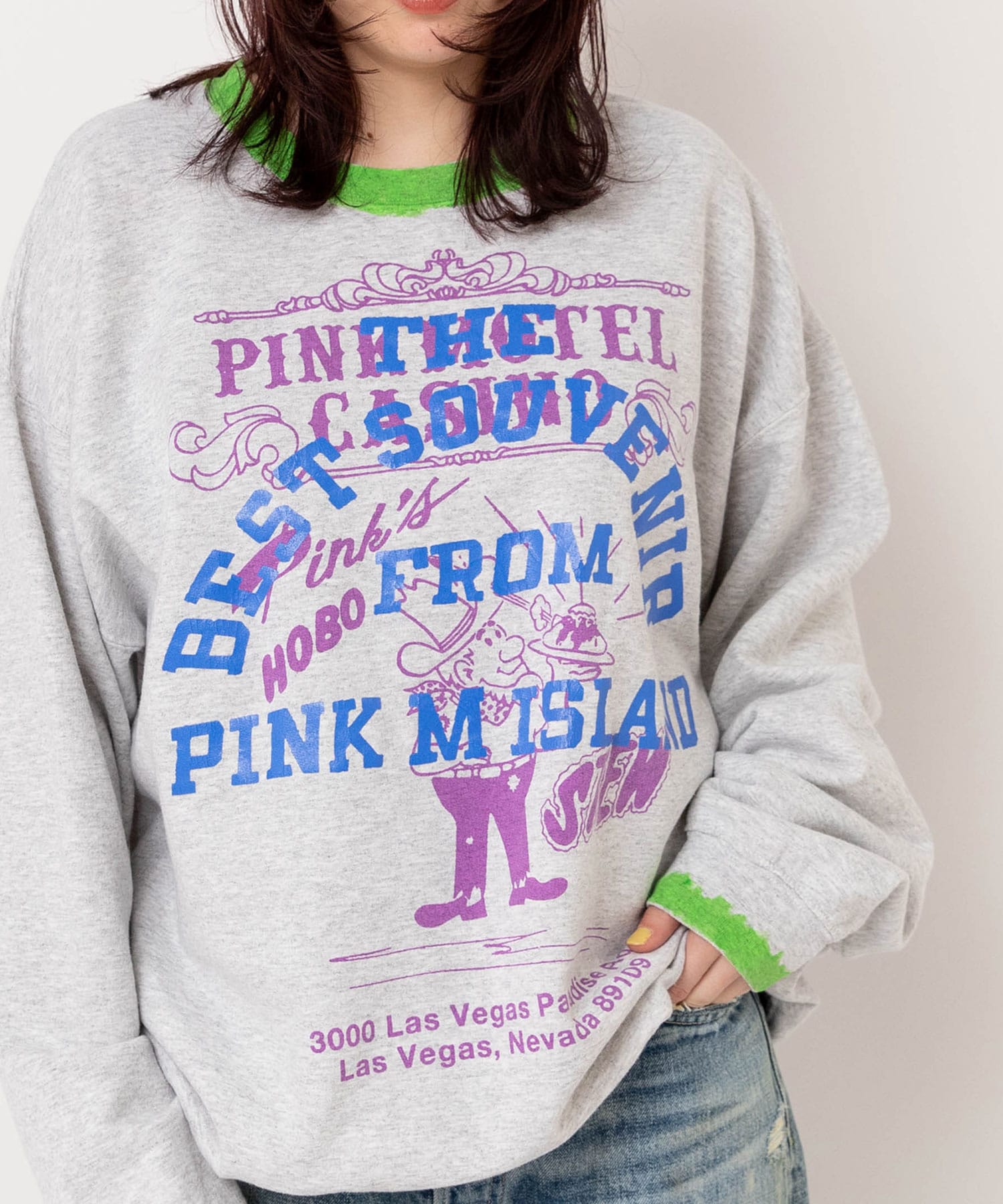 【PINK MOTEL】M2586 PM ペイントクレリックトレーナー