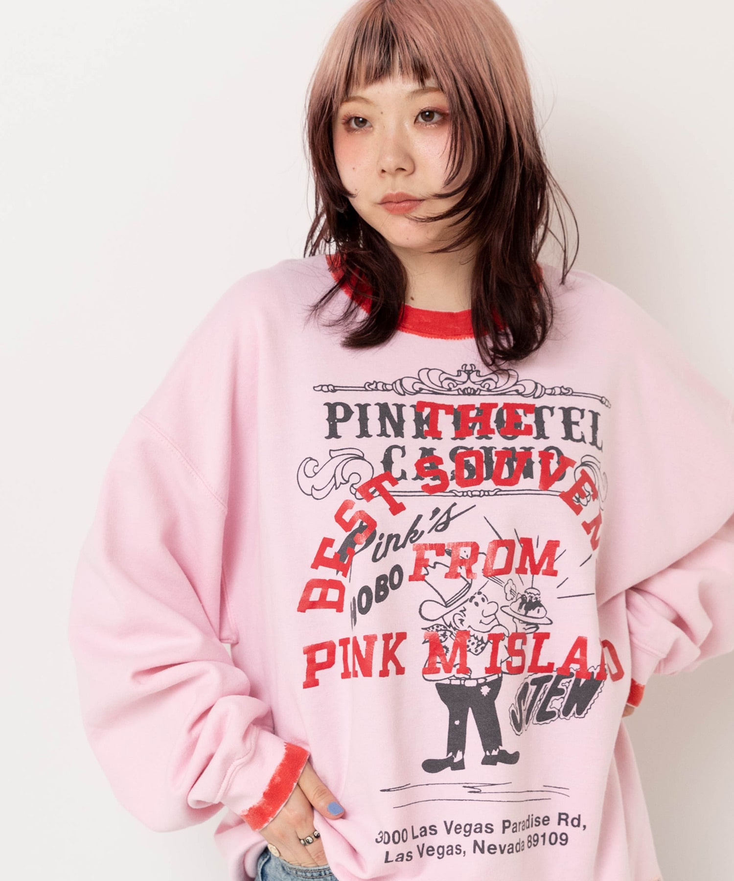 【PINK MOTEL】M2586 PM ペイントクレリックトレーナー