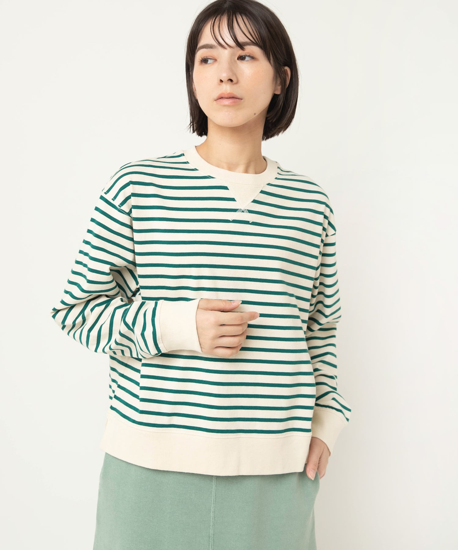 【1月上旬納期】M2596 ボーダー天竺スウェット