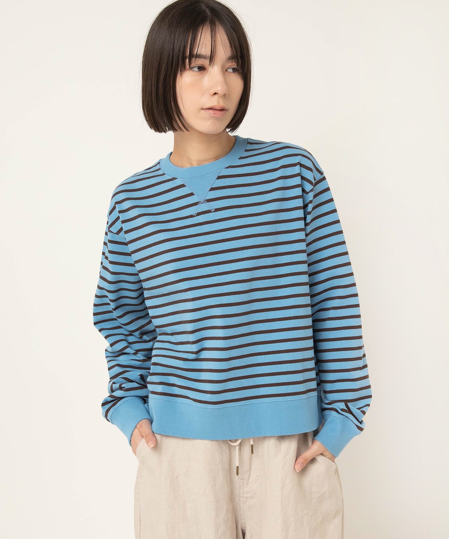 【1月上旬納期】M2596 ボーダー天竺スウェット