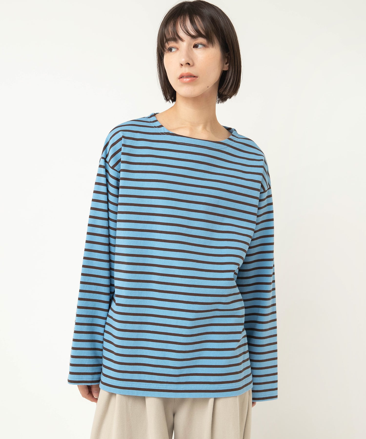 【1月上旬納期】M2597 ボーダーバスクシャツ