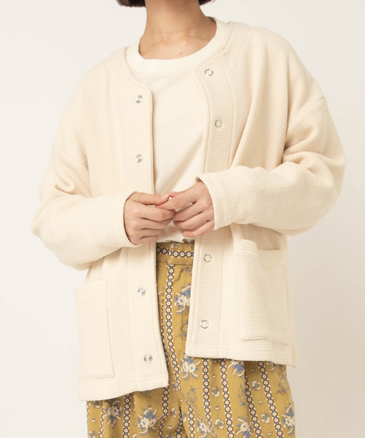 M2601 W Faceビッグスナップカーディガン