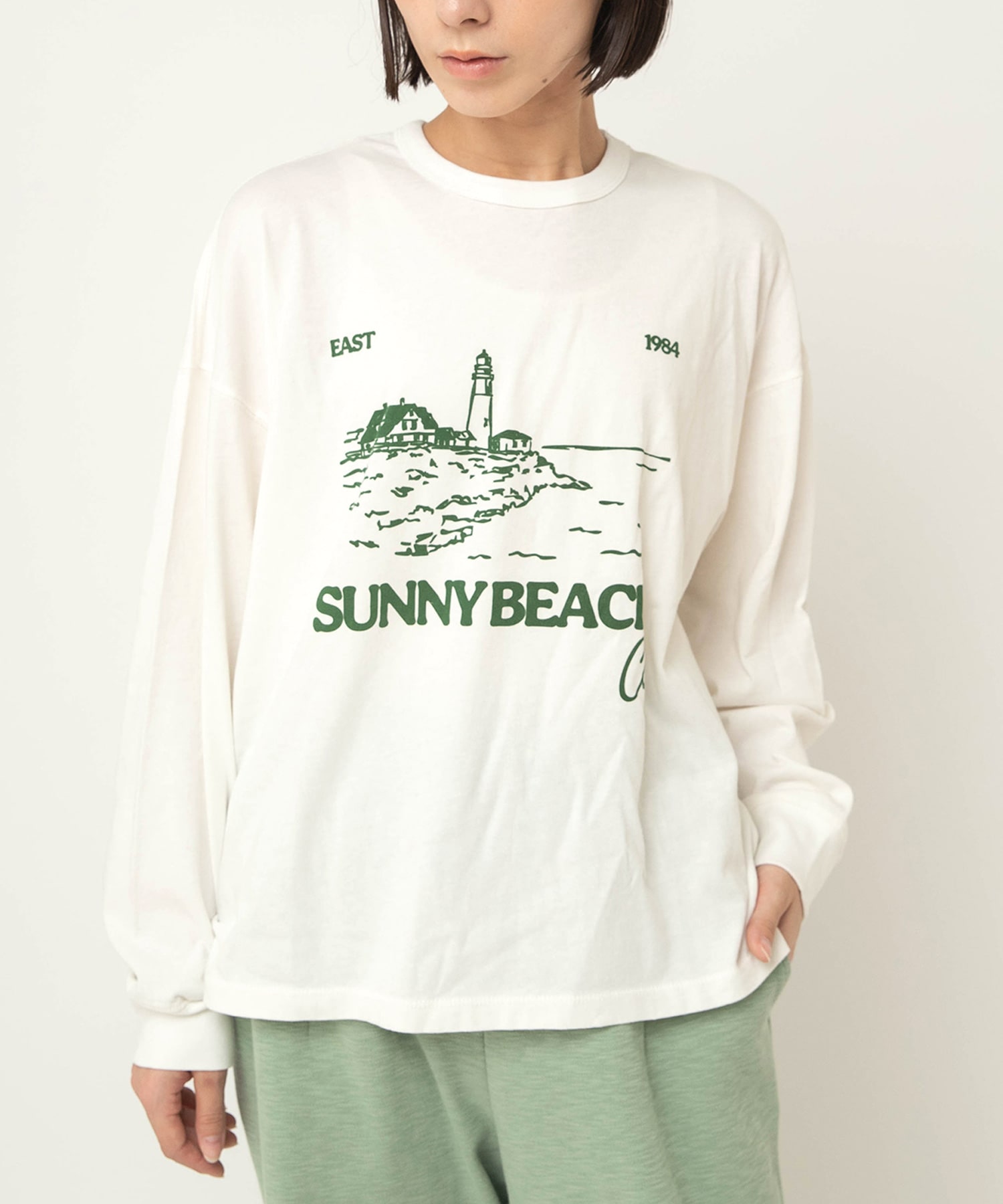 【3月上旬納期】M2615 ロゴプリントリサイクル天竺ロンT