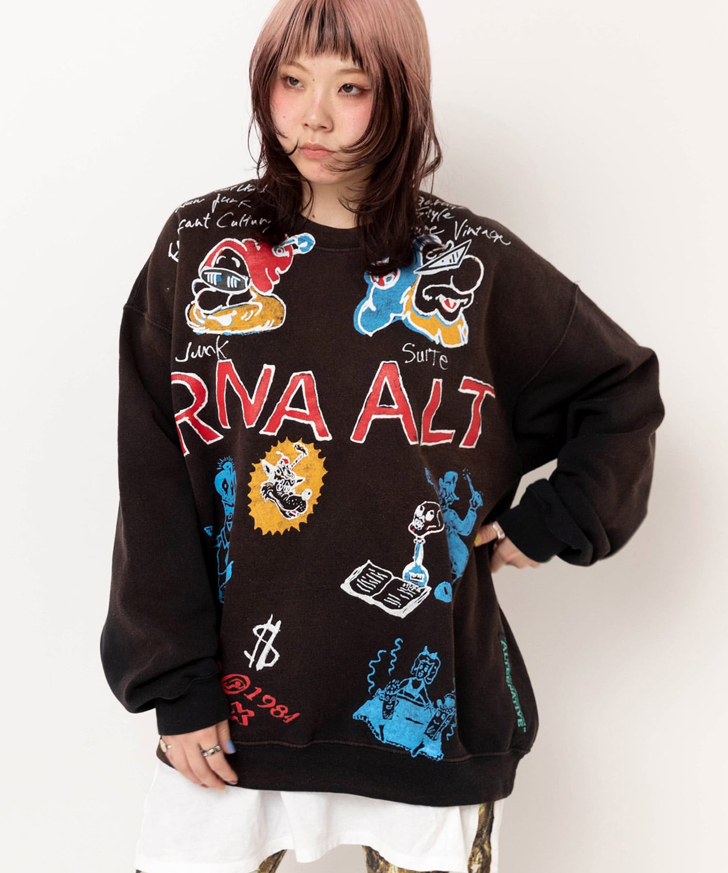 【2月下旬納期】M2639 ジャンクキャラWASH OUTトレーナー