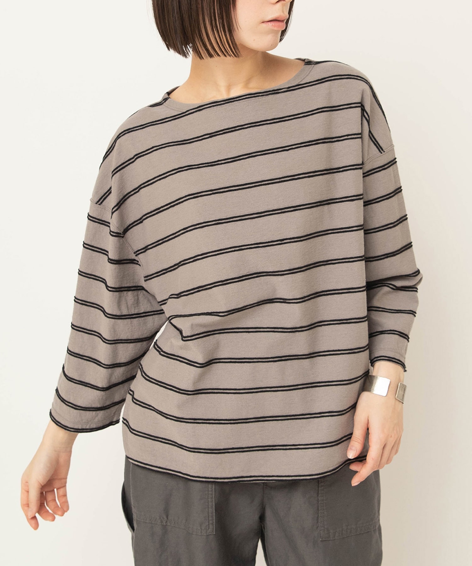 M2645 タックボーダー8分袖T