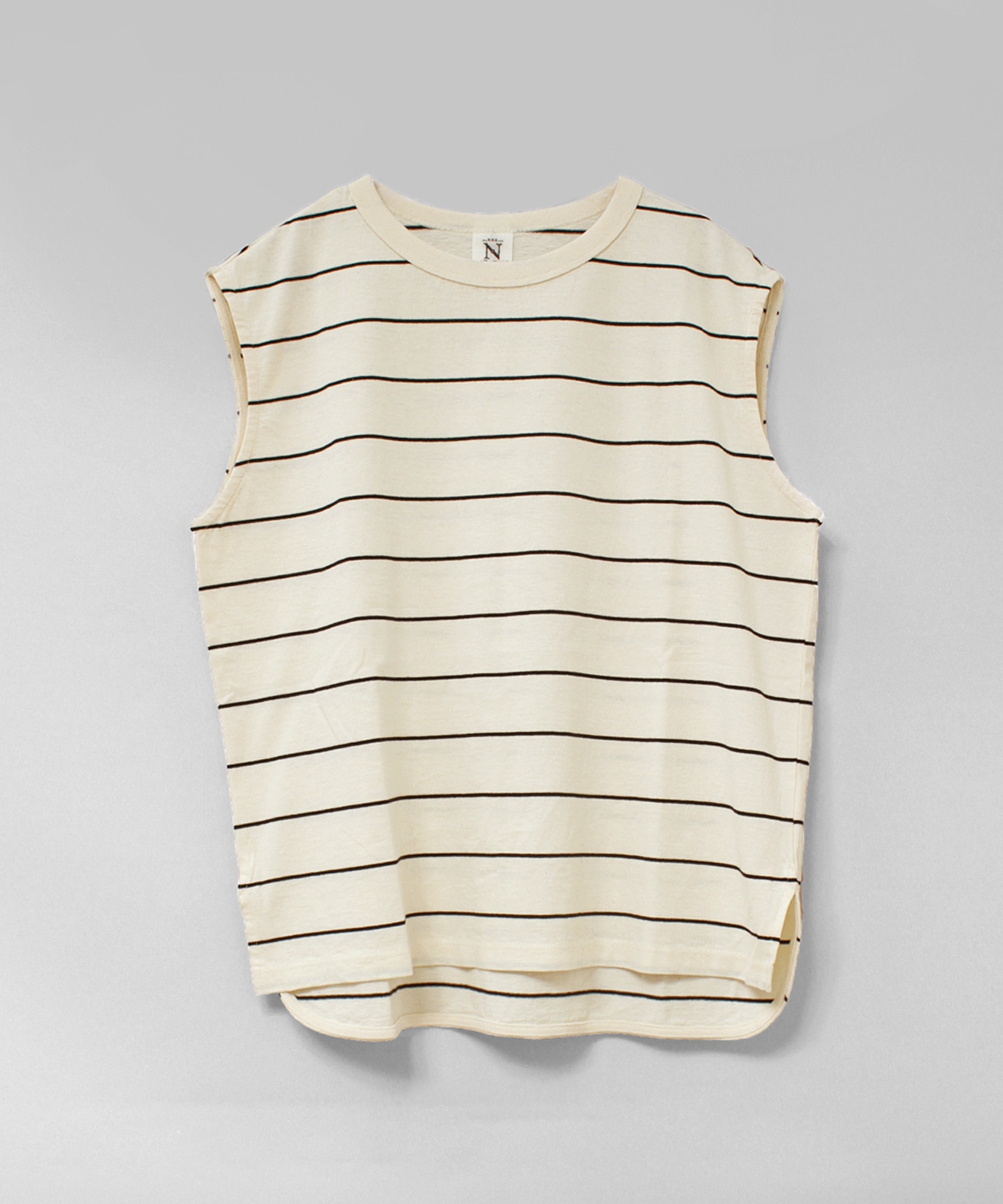 【6月上旬納期】M2655 21/-OE天竺ボーダーノースリ