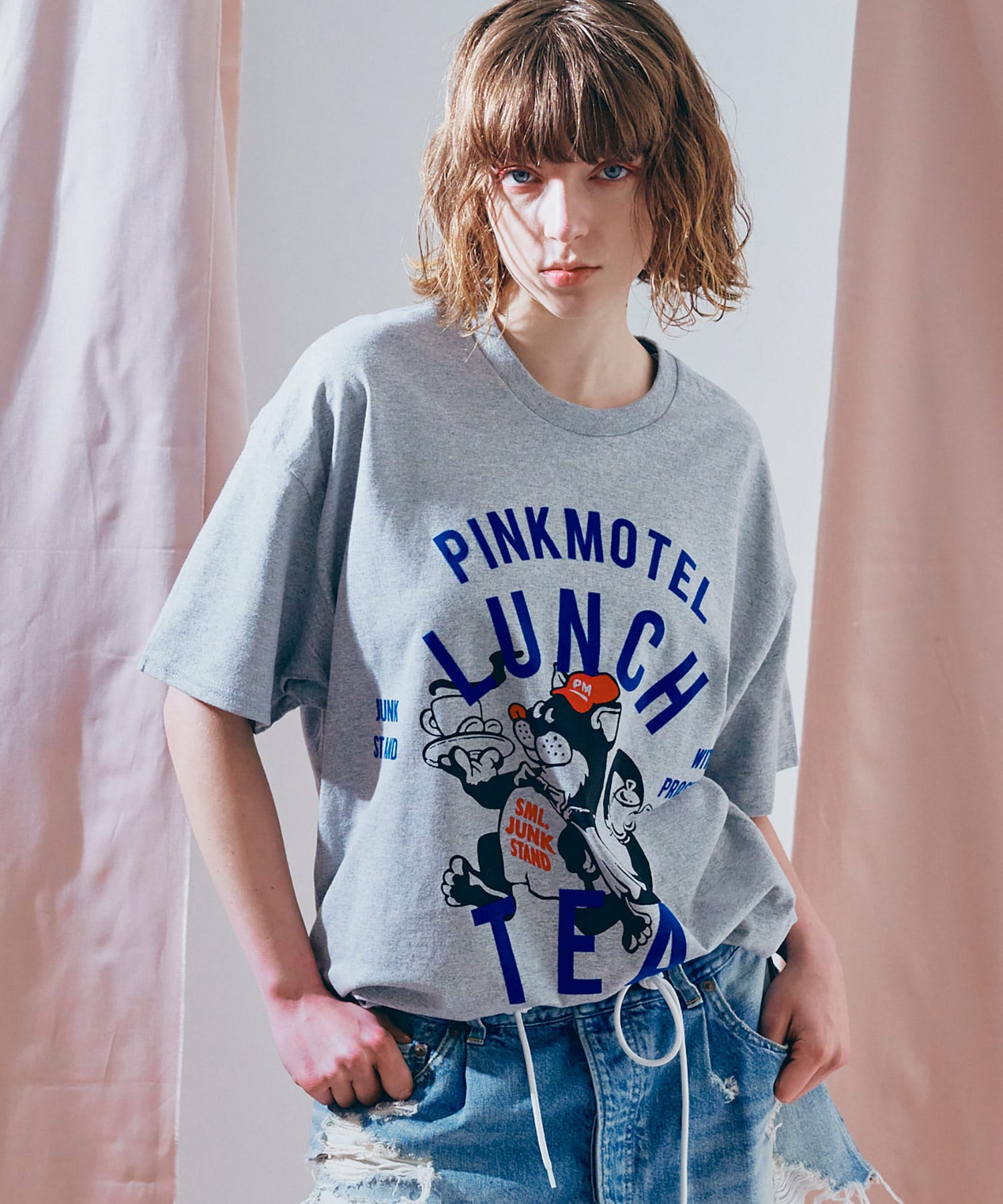 【PINK MOTEL】M2681 クロネコプリントTEE