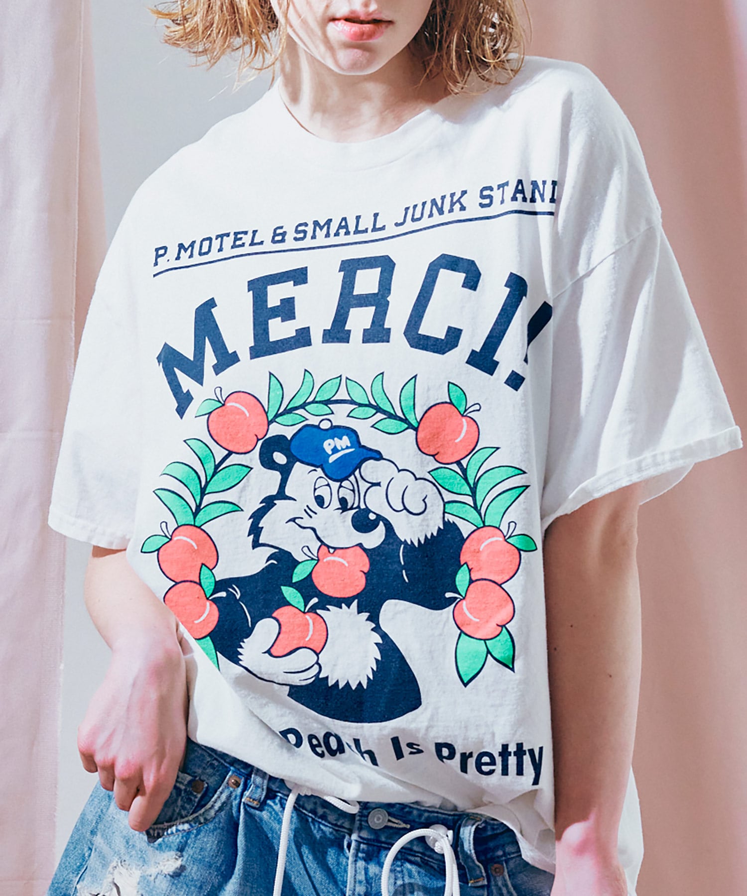 【PINK MOTEL】M2682 モモクマプリントTEE