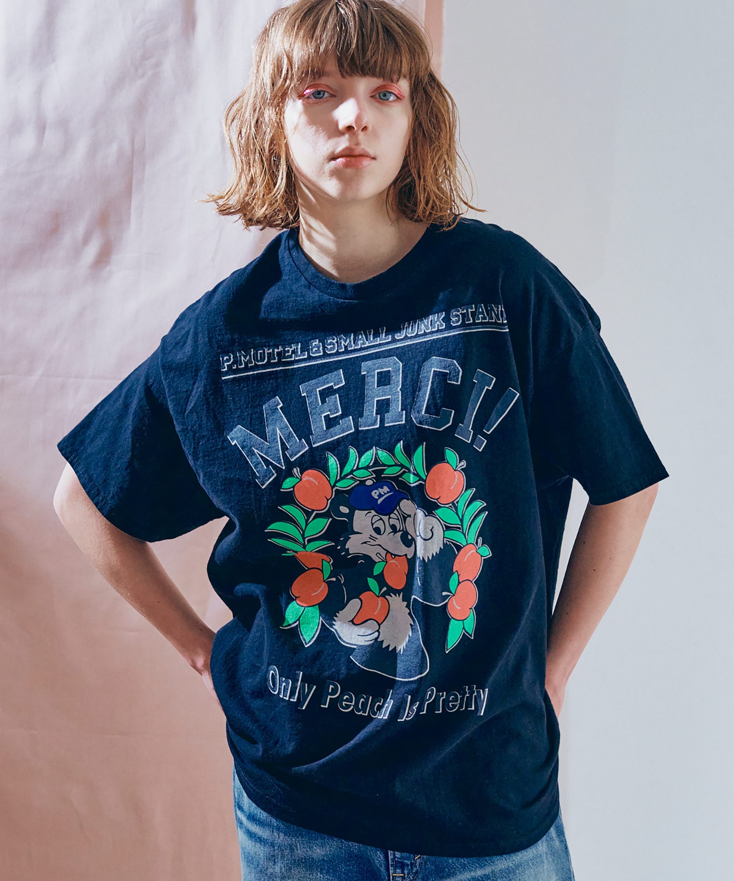 【PINK MOTEL】M2682 モモクマプリントTEE