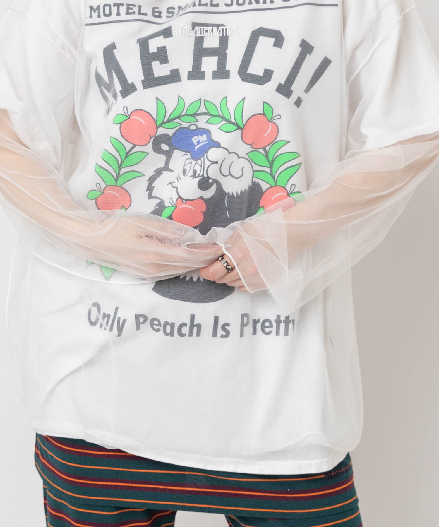 【4月下旬納期】M2688 チュールメッシュルーズロンT