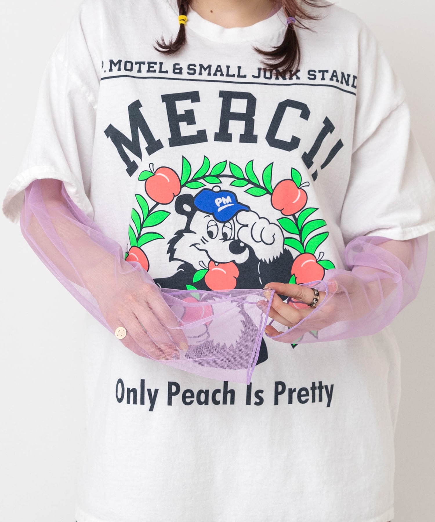 【4月下旬納期】M2688 チュールメッシュルーズロンT