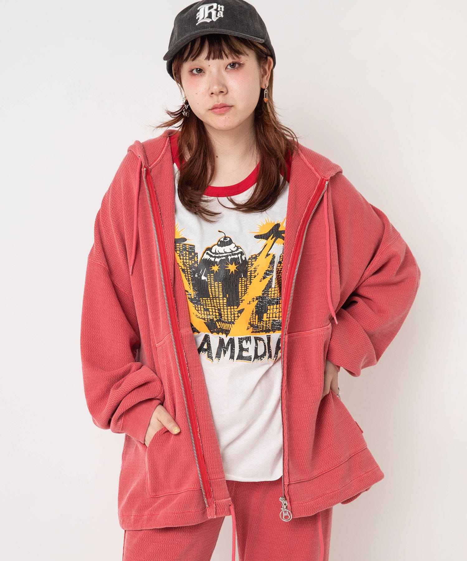 【8月下旬納期】M2723 ワッフルZIP UPフーディー