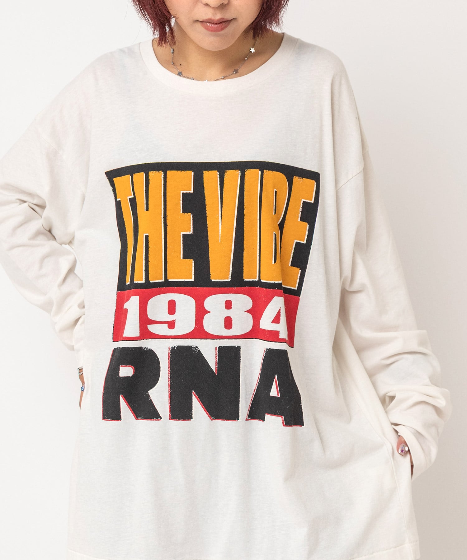【11月上旬納期】M2762 THE VIBEロゴヴィンテージロンT