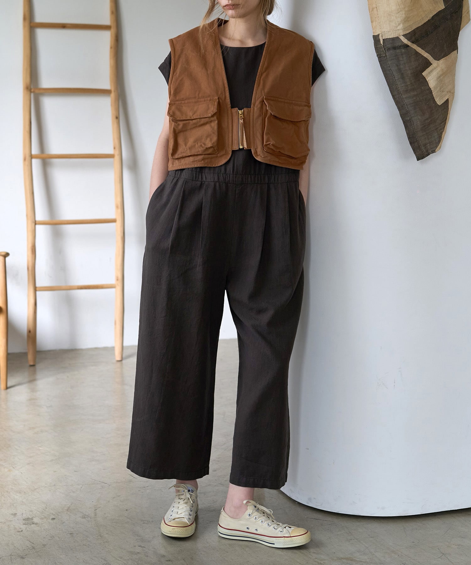 O0756 クリーミーリネンコンビネゾン