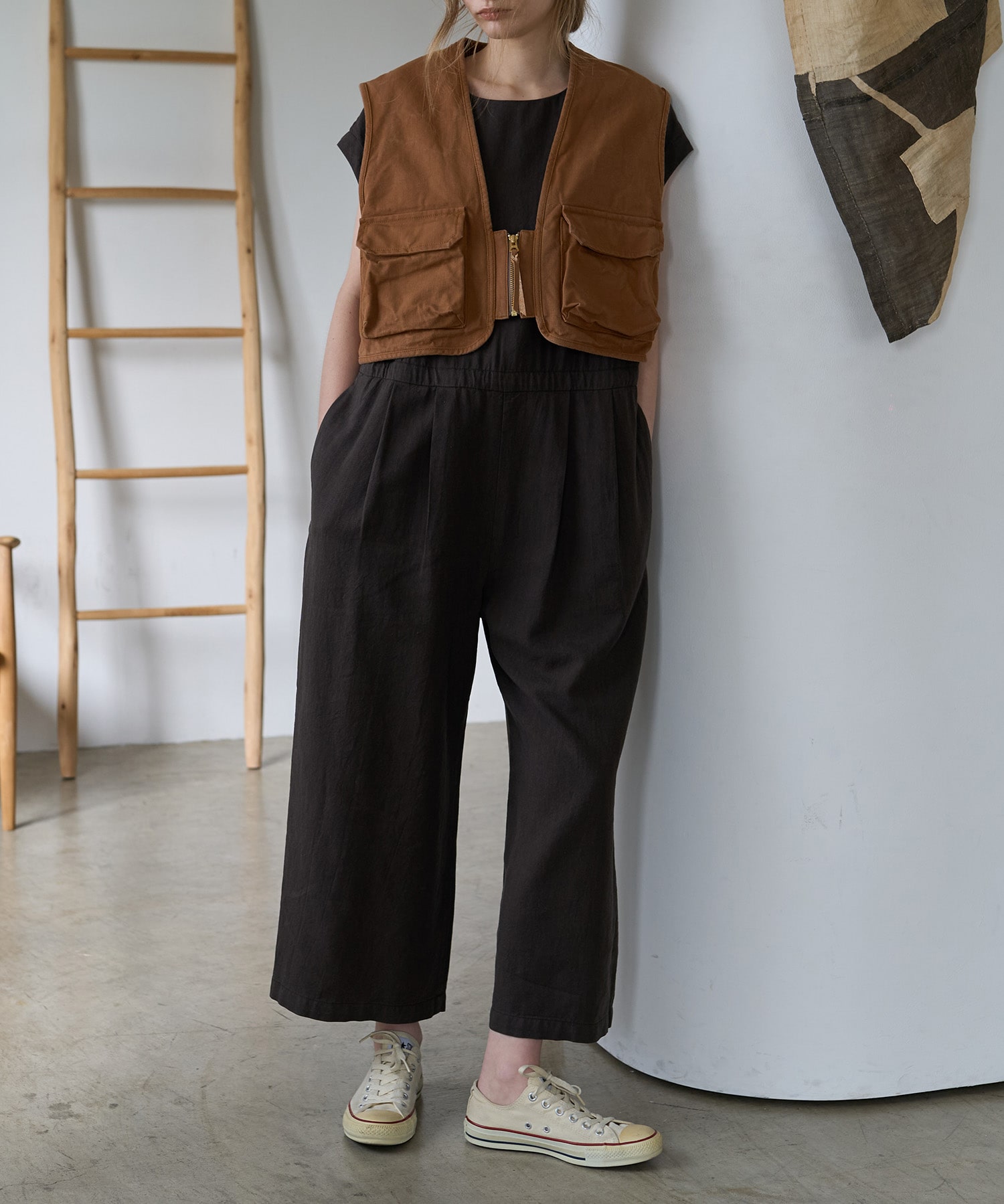 O0756 クリーミーリネンコンビネゾン