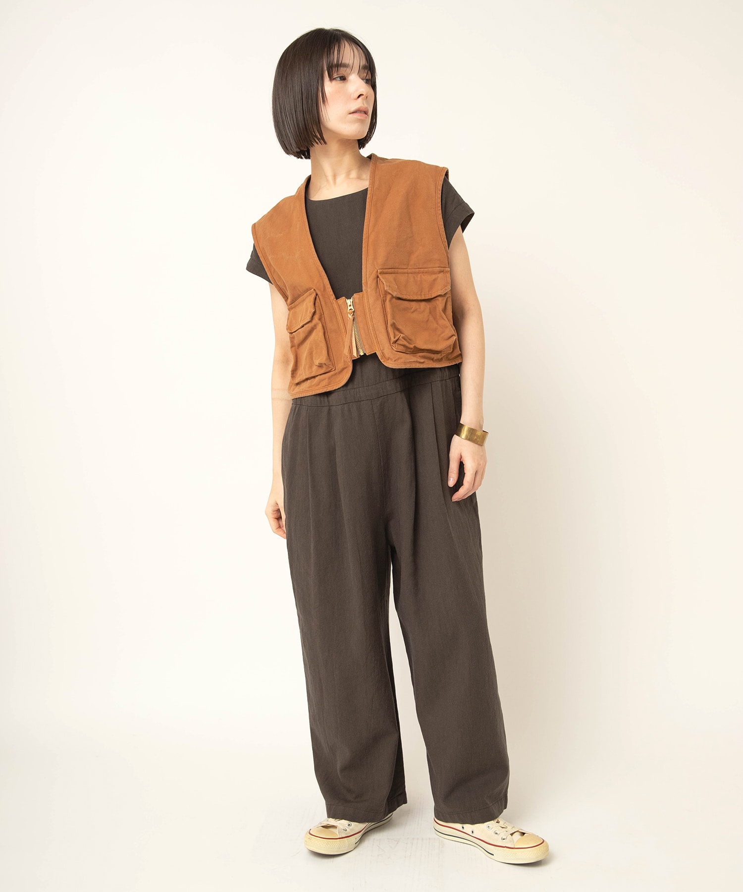 O0756 クリーミーリネンコンビネゾン