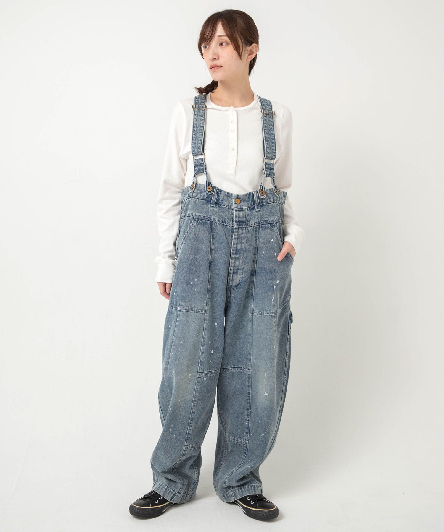 O0761 フレンチワークのサスペンダーチョアパンツ