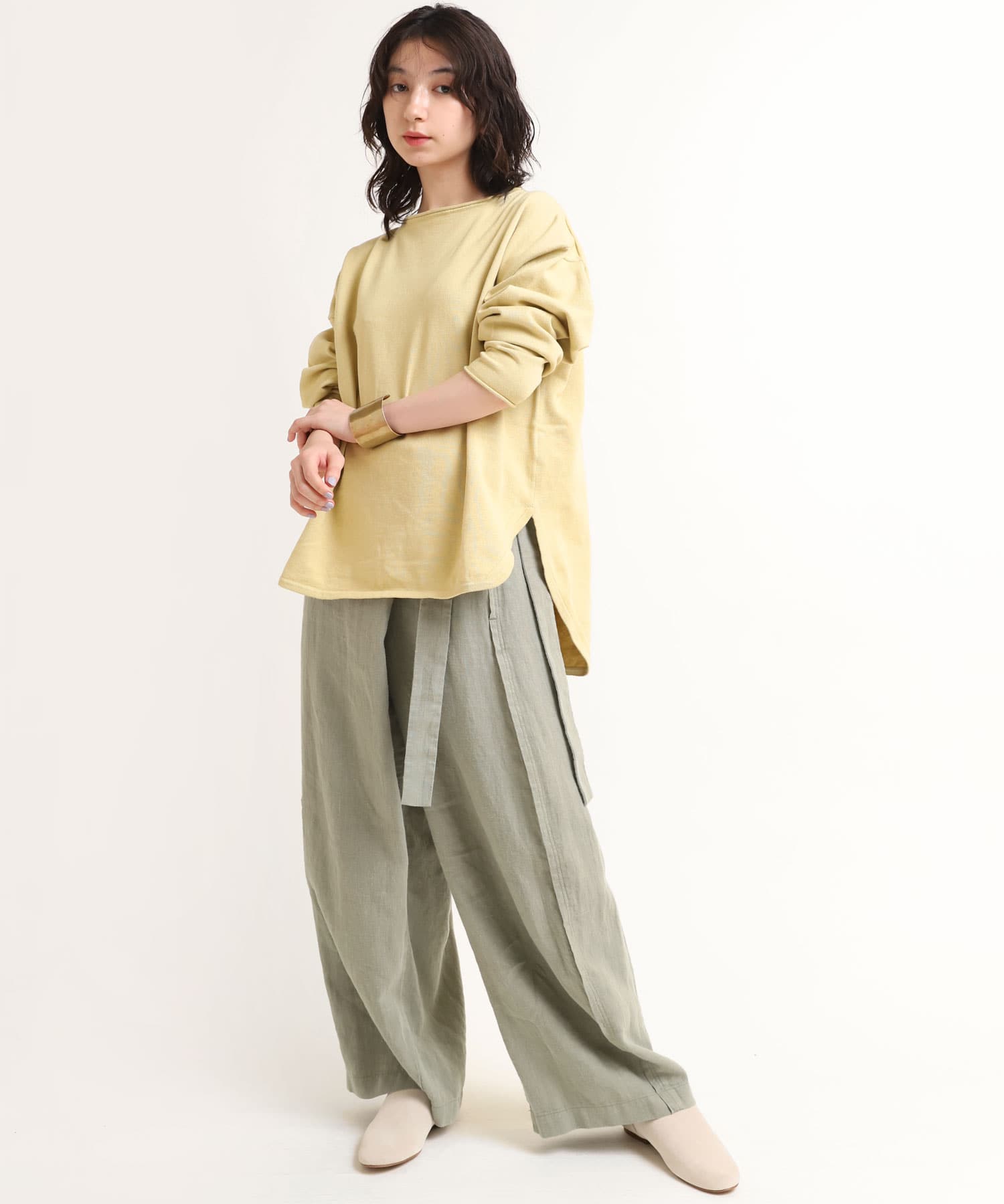 R3804 リネンキャンバスラップパンツ