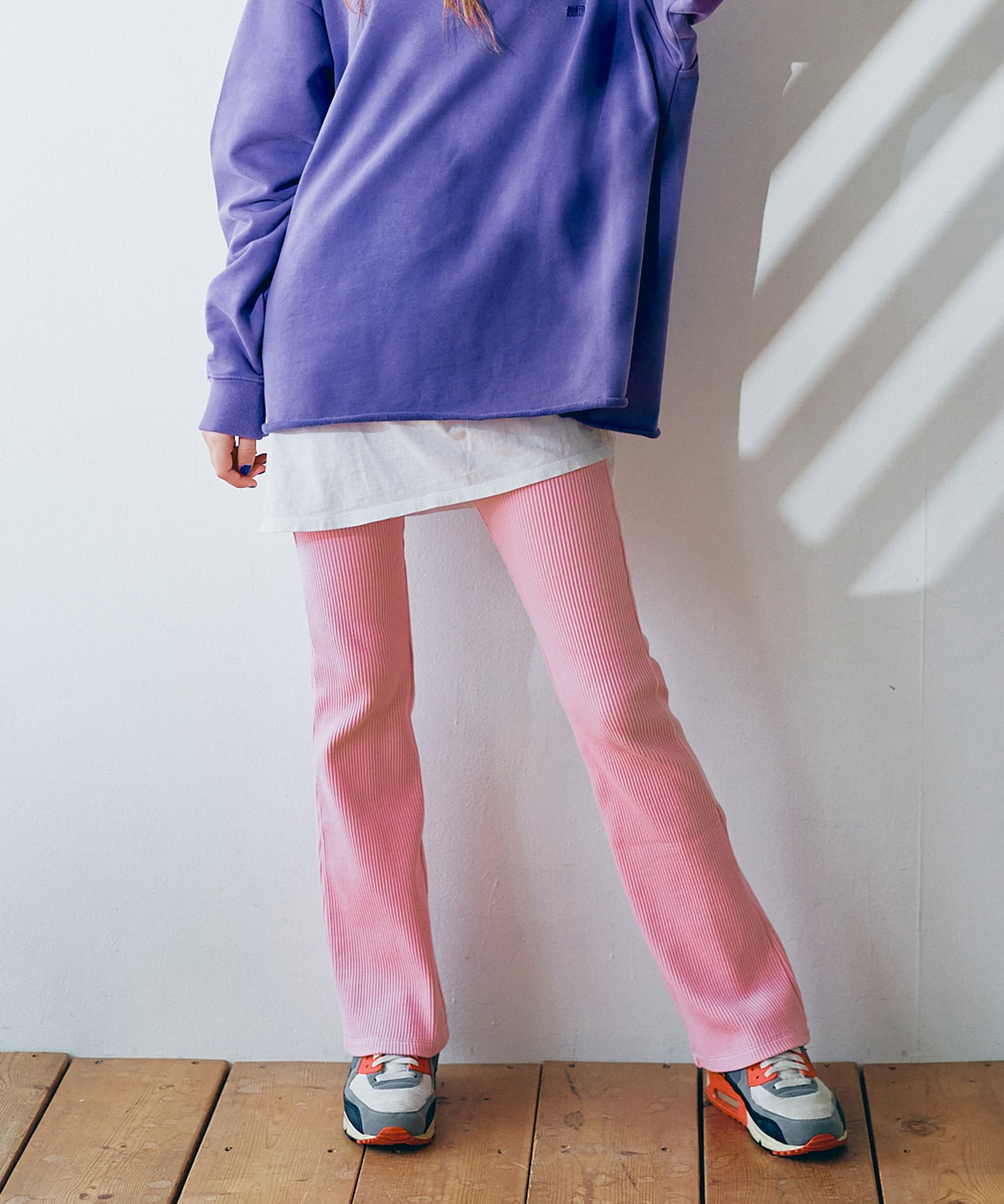 R4167 ストレッチリブフレアレギンス