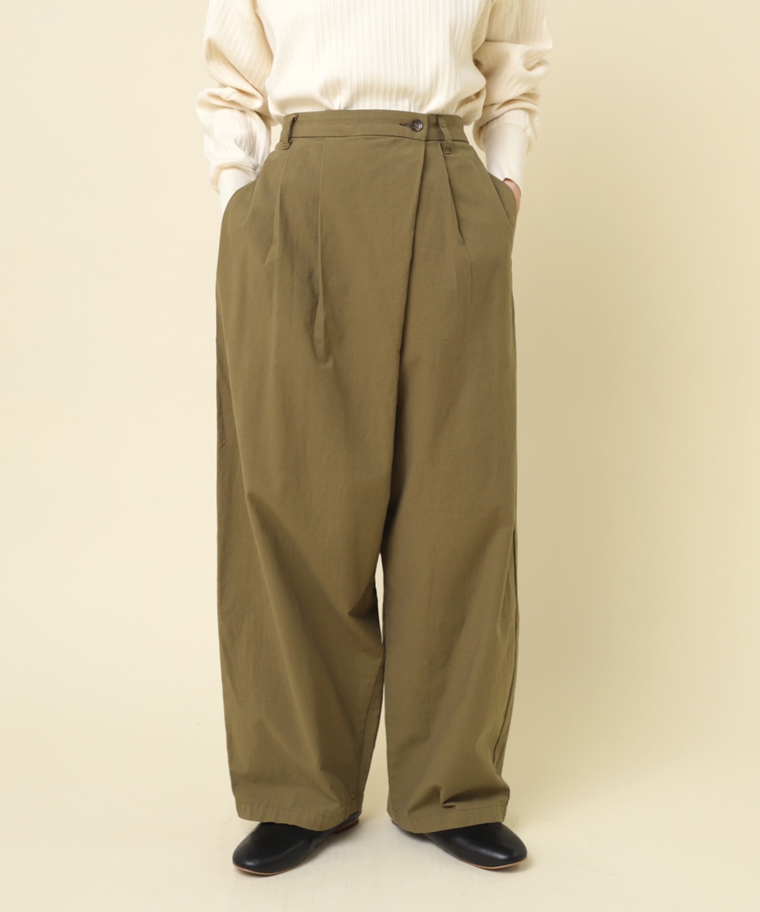 R4259 クラシックポプリンワイドラップパンツ