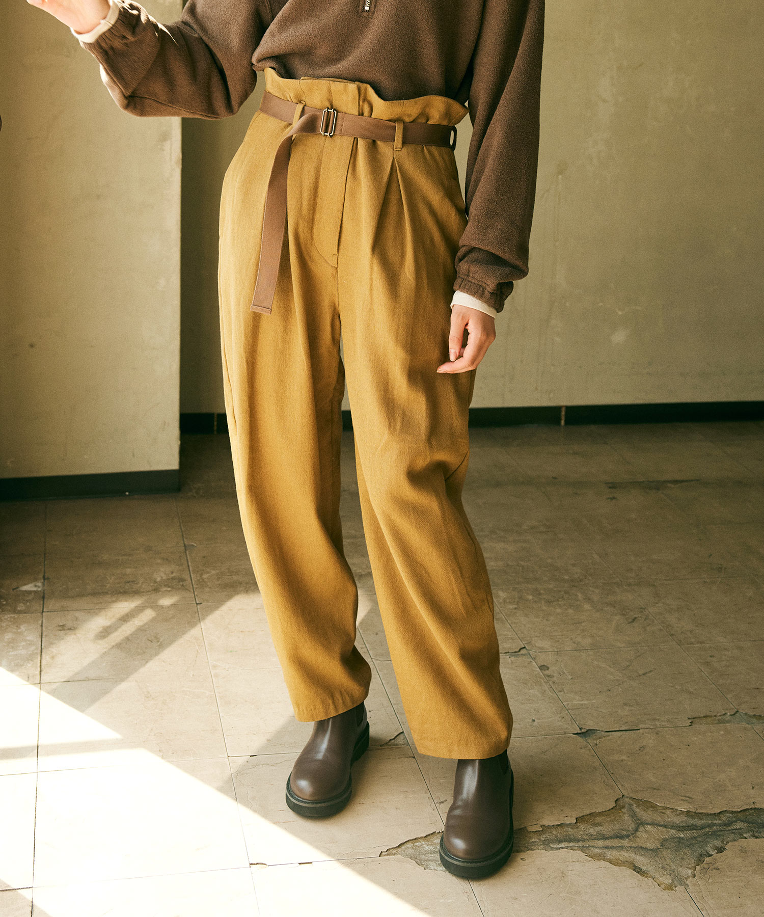 R4264 コットンリネンウールハイウエストパンツ