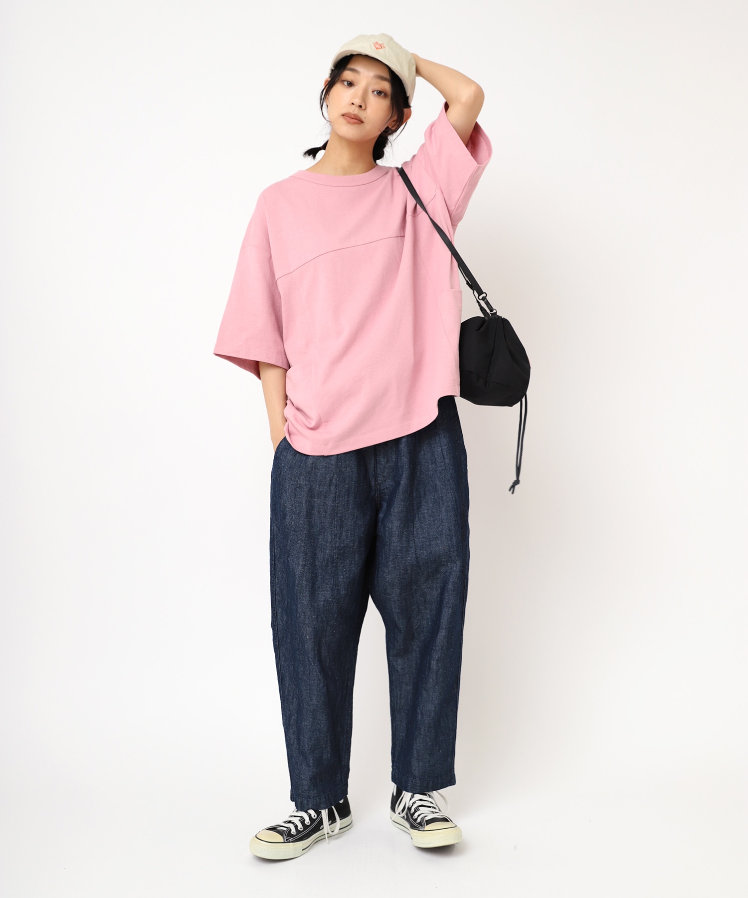 R4296 綿麻デニムのPJ'Sクロップドパンツ
