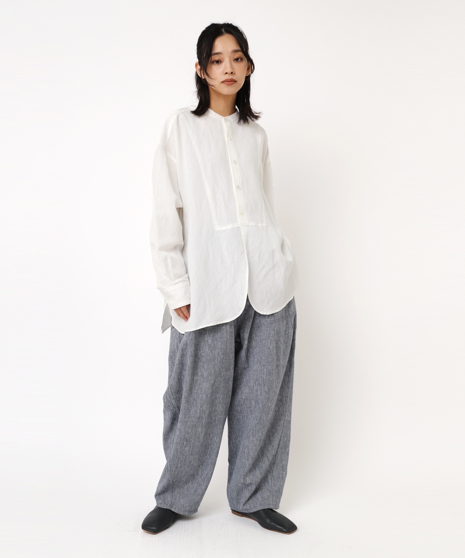 R4302 リネンレーヨンコックパンツ