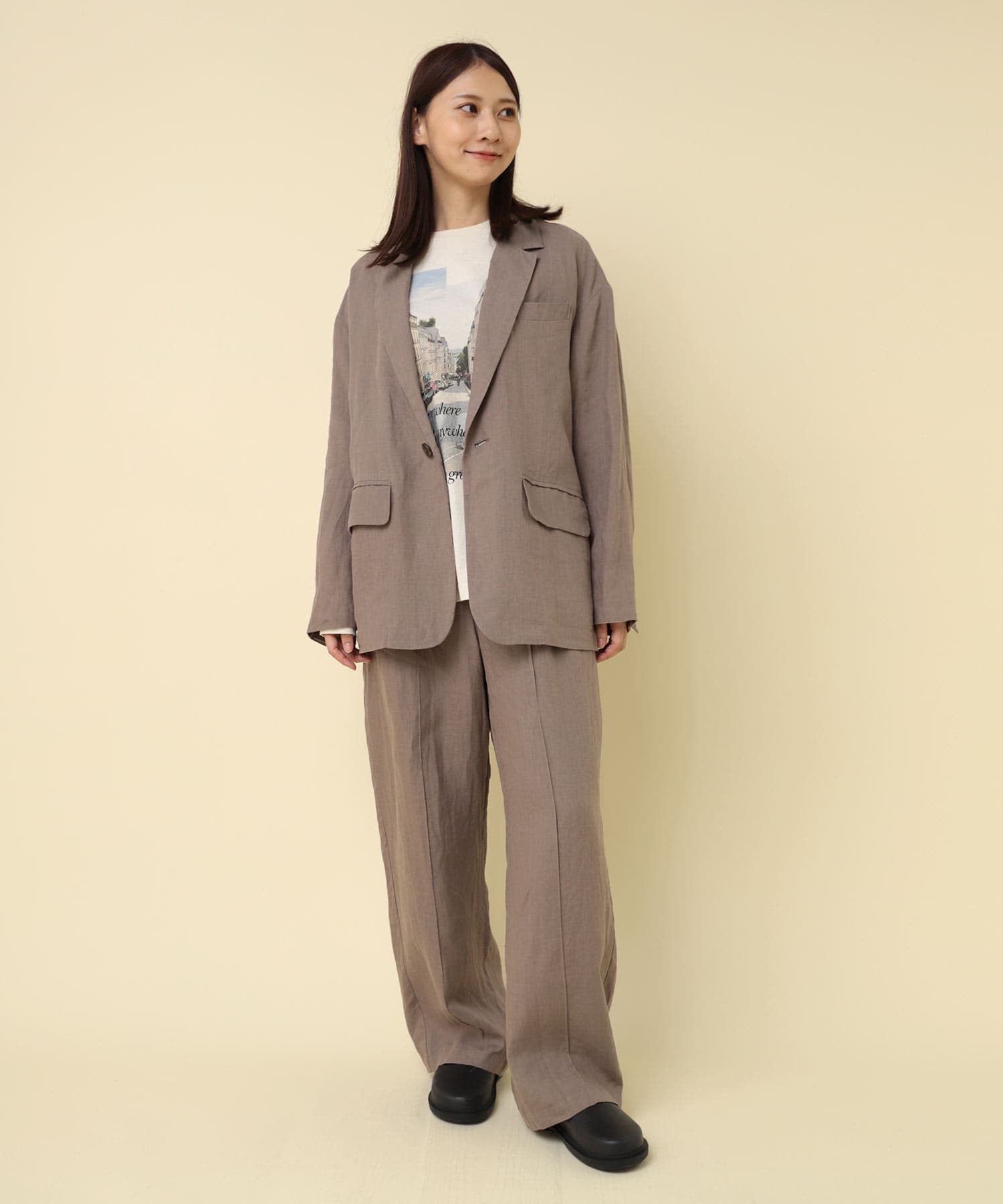 R4318 オーガニックリネンワイドストレートパンツ